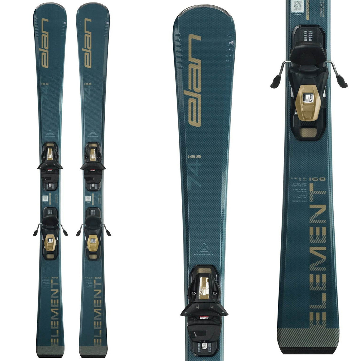 Elan Element 74 Blue Skis w/EL 9.0 GW Shift B78 Black/Sand Bindings 20 ...